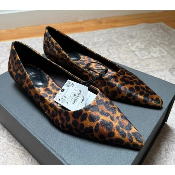 NWT ZARA Leopard Print Pointed Toe Low Heel Shoes - Picture 4 of 7